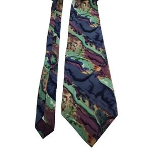 J Garcia Mens Abstract Silk Necktie Blue Green Purple Art Series Tie 3.75 x 58